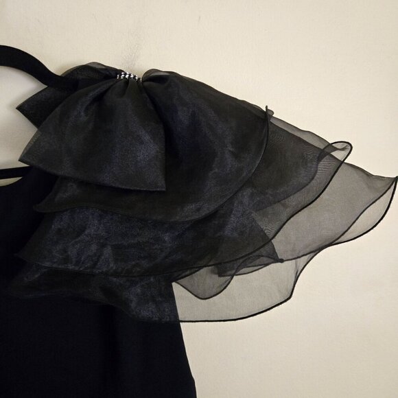 Stunning Formal Wiggle Maxi Dress Unique Ruffled Rhinestone Embellished Size 12 - Picture 4 of 5